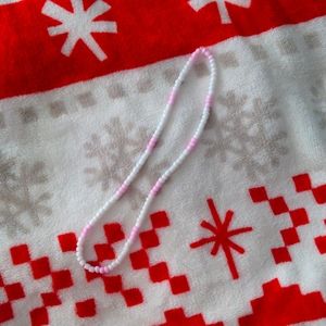 White, Pink necklace , handmade